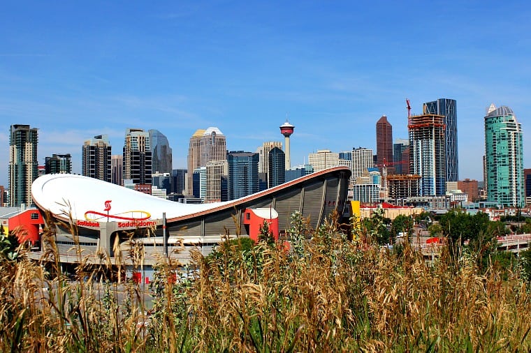 The downtown Calgary skyline as seen from Scotsman's Hill.